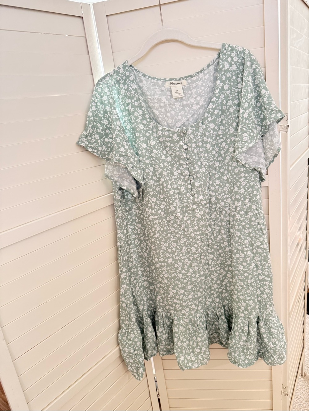 New NWT Passport Mint Green Floral Ruffle Dress 2X